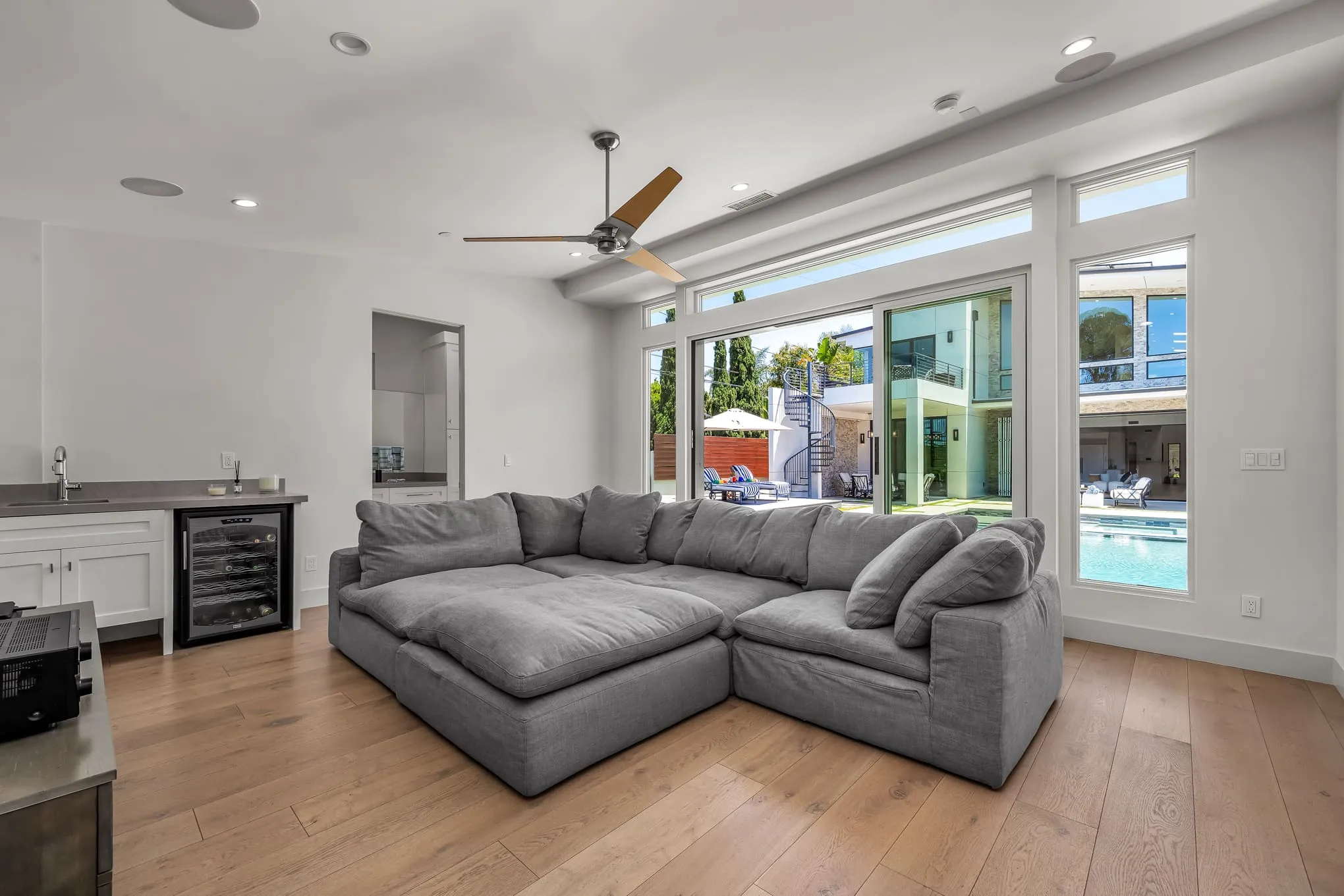 Living area with fireplace
